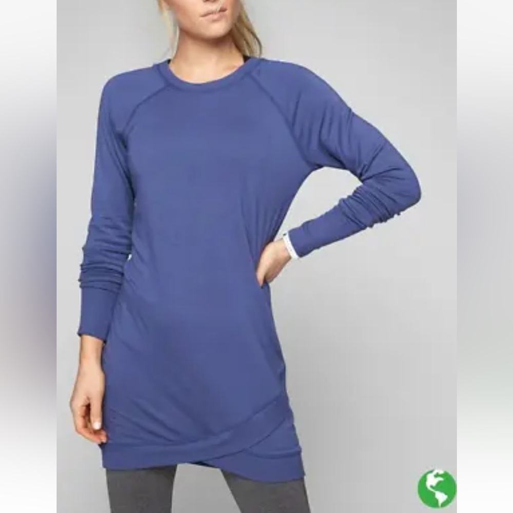 Athleta Criss Cross dark Blue Sweatshirt Dress Size Medium